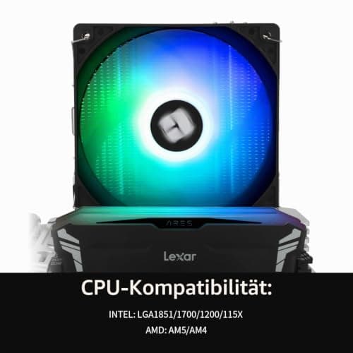 TR Burst Assassin 120 SE ARGB CPU Cooler, Höhe 148mm, 120mm PWM Lüfter mit 1550RPM Geschwindigkeit, 6 Heatpipes, für Intel 1700/1851/1150/1151/1200, AM4/AM5, PC Cooling, Schwarz Bild 6