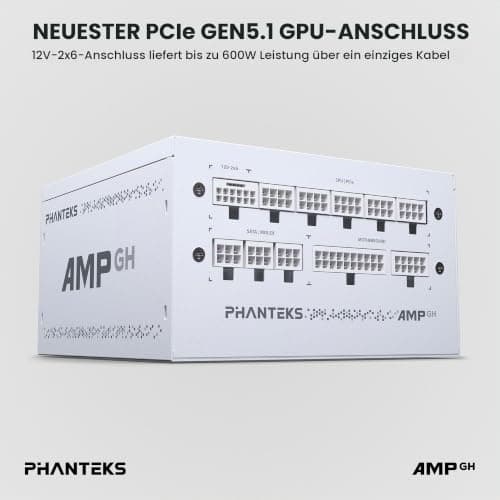 Phanteks AMP GH 850W PC-Netzteil Weiß, 850 Watt ATX-Netzteil, PCIe 5.1, ATX 3.1 PSU | 80 PLUS Gold, alle Kabel abnehmbar, leise Bild 4