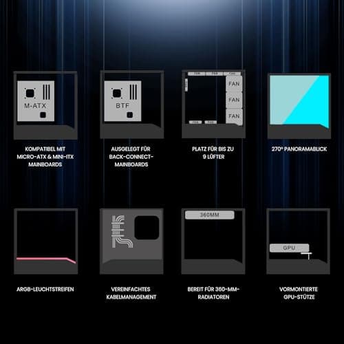 Lian Li Vector V100R MINI Micro-ATX Gaming-PC-Gehäuse – Schwarz | Kompakter Mini-Tower mit Temperglas, starkem Airflow und ATX-Netzteil-Support Bild 4