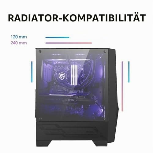MSI MAG Forge 100M Mid-Tower ATX Gehäuse (2X USB 3.1 Anschluss, 2X 120mm A-RGB Fan und 1x 120mm Fan im Lieferumfang, schwarz, RGB) Bild 3