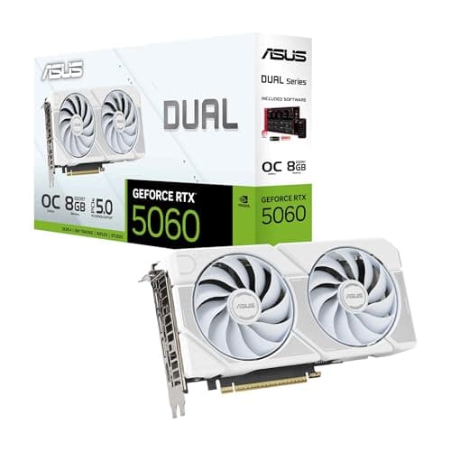 ASUS Dual GeForce RTX 5060 8GB GDDR7 White OC Edition Gaming Grafikkarte (Nvidia Blackwell und DLSS 4, 2,5-Slot Design, PCIE 5.0, 1x HDMI 2.1b, 3X DisplayPort 2.1b, WeiÃŸ, DUAL-RTX5060-O8G-WHITE)