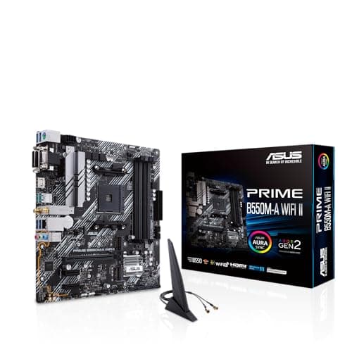 ASUS Prime B550M-A WiFi II Gaming Mainboard Sockel Ryzen AM4, mATX (AMD B550, PCIe 4.0, WiFi6, Dual M.2, SATA 6Gbit/s, Aura Sync)
