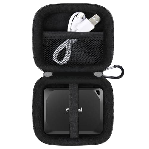 Lacdo Harte Tragetasche für Crucial X10 Pro/Crucial X9 Pro Portable SSD 1TB 2TB 4TB USB 3.2 Externe Solid State Drives Hard Eva stoßfest wasserabweisend schützende Reisetasche, Schwarz+Schwarz Bild 2