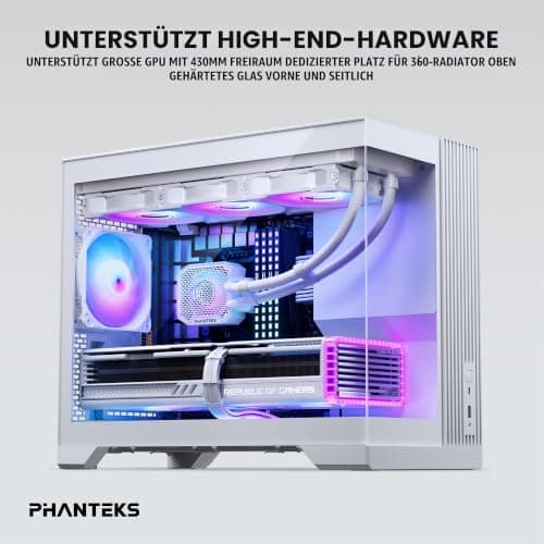 Phanteks XT V3 Mini-Tower PC-Gehäuse Weiß – Kompaktes Micro-ATX Case mit Tempered Glass, Unterstützung für 360mm Radiator & 430mm Grafikkarten – mit 3X 120mm RGB Lüftern Bild 4
