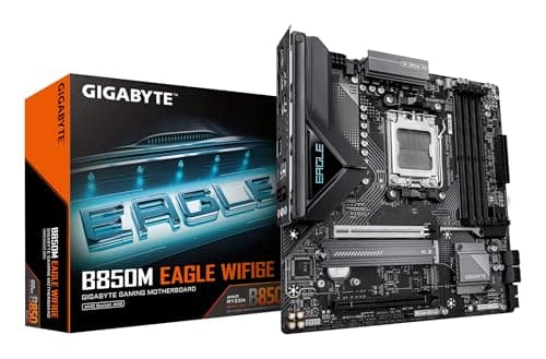 GIGABYTE B850M Eagle WIFI6E Mainboard - AMD Ryzen 9000 Serie CPUs, 8+2+2 Phasen Digital-VRM, bis zu 8200MHz DDR5 (OC), 1xPCIe 5.0 + 1xPCIe 4.0 M.2, Wi-Fi 6E, 2.5GbE LAN, USB 3.2 Gen 2