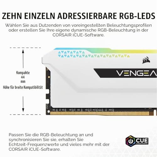 Corsair VENGEANCE RGB PRO SL 32GB (2x16GB) DDR4 Bis zu 3600MHz (PC4-28800) CL18 1.35V Desktop Memory - Weiß, CMH32GX4M2D3600C18W, 2 x 16 GB Bild 8