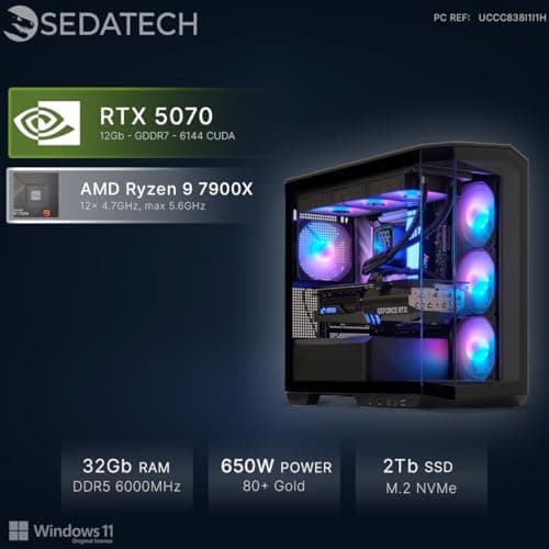 Sedatech Wasserkühlung Gaming PC • RTX 5070 | AMD Ryzen 9 7900X | 32GB DDR5 | 2TB SSD M.2 | WLAN 6E | BT 5.3 | Win 11 06) Ryzen 9 7900X - RTX5070 2) Windows Bild 4
