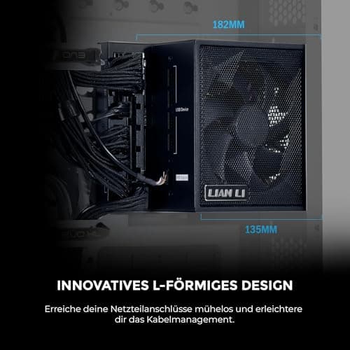 Lian Li Edge EG1000 PC Netzteil, 1000 Watt, PCIe 5.1, ATX 3.0 PSU | ATX 3.1, 80 Plus Platinum, modular, mit Sleeved Cable Kit, 12VHPWR für NVIDIA RTX, leiser Lüfter, integrierter USB Hub - Schwarz 1000W Black Bild 6