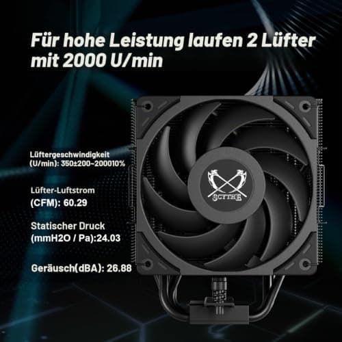 Scythe Mugen 6 CPU Air Cooler, Intel LGA1700, LGA1151, AMD AM5/AM4/Ryzen 120mm, Singel Tower, Aluminium Top Cover Mugen 6 Dual Fan Black Edition Bild 6