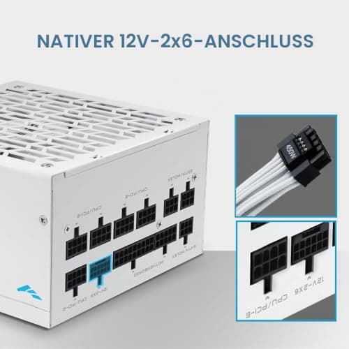 SAMA G750 750 W vollmodulares Netzteil – 80 Plus Gold Zertifiziert | ATX 3.1 & PCIe 5.1 kompatibel | 12 V-2x6-Grafikkarten-Stromstecker, japanische Kondensatoren,kompatibel mit der RTX50-Serie –Weiß G750W Weiß Weiß Bild 6