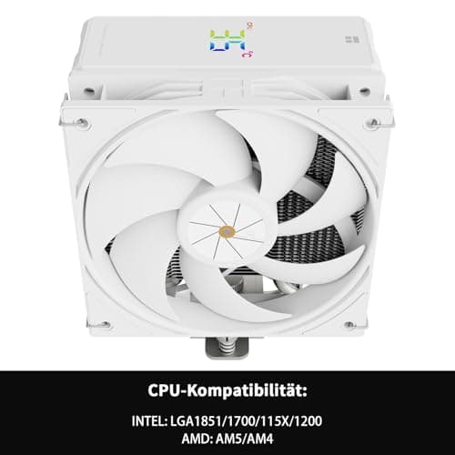 Thermalright Assassin X 120R Digitaler White CPU-Kühler, Digitaler Bildschirm Top Cover, TL-P12W PWM Quiet Fan CPU Luftkühler, Unterstützung AM4/AM5,Intel LGA1851/1700/1150/1151/1200 AX120R D White Bild 6