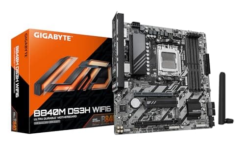 GIGABYTE B840M DS3H WIFI6 Mainboard – AMD Ryzen 9000 Prozessoren, 8+2+2 Phasen VRM, bis zu 8200 MHz DDR5, 2 x PCIe 4.0 M.2, Wi-Fi 6, 2,5 GbE LAN, USB 3.2 Gen 1