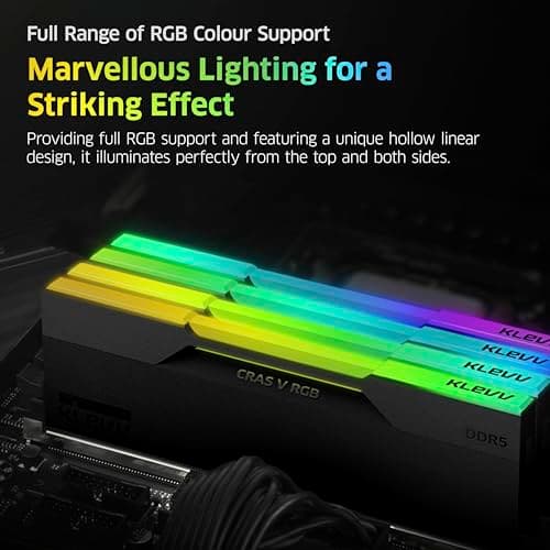 KLEVV CRAS V DDR5 RGB 32GB (2X 16GB) 6000MHz CL30 Gaming-Arbeitsspeicher RAM Kit XMP 3.0 Hochleistungs-Übertaktung 30-36-36-76 32GB (2x16GB) 32GB Kit (2x 16GB) Bild 6