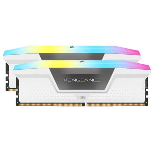 CORSAIR Vengeance RGB DDR5 RAM 32GB (2x16GB) Bis zu 6000MHz CL30-36-36-76 1.4V AMD EXPO Intel XMP 3.0 Desktop-Arbeitsspeicher – Weiß (CMH32GX5M2B6000Z30W)