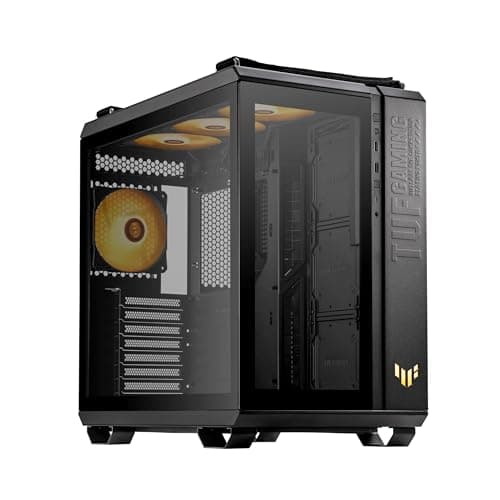 ASUS TUF Gaming GT502 PLUS TG Black modulares PC Gehäuse (Zweikammer-Gehäuse, bis zu drei Positionen für 360-mm-Radiatoren oder bis zu dreizehn 120-mm-Lüfter, Glasscheiben Panoramablick, schwarz) Bild 2