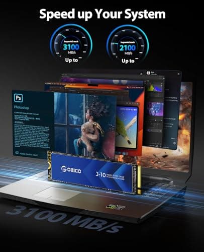 ORICO NVMe SSD M.2 512G PCIe Gen3.0x4 2280, 3D NAND Interne SSD mit Kühlkörper, bis zu 3100 MB/s,Internes Solid State Drive für PC/Konsolenspiele und Videobearbeitung-J10 3100MB/s 512G Bild 6