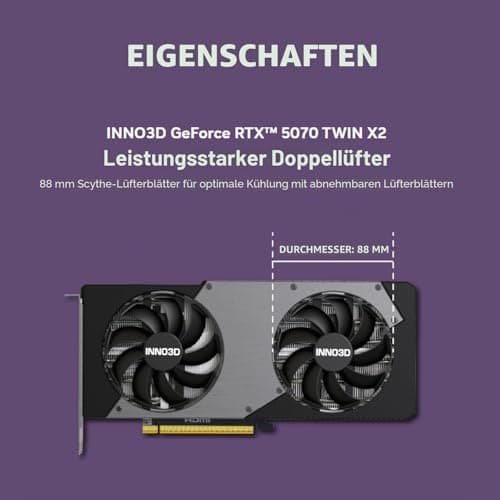 INNO3D NVIDIA GeForce RTX 5070 Twin X2 12GB GDDR7 Gaming Graphics Card (Dual Fan, 2 Slot, Reflex 2 RTX AI DLSS4) Bild 6