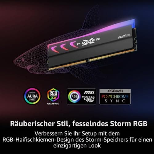 Silicon Power DDR5 32GB (2x16GB) Storm RGB 6000MT/s (PC5-48000) 288-pin CL36 1.35V UDIMM Desktop Arbeitsspeicher RAM SP032GXLWU60FFDL Weiß Bild 8