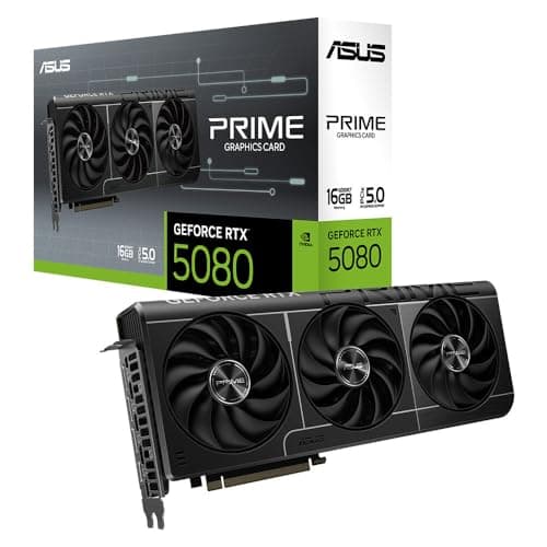 ASUS Prime GeForce RTX 5080 16GB GDDR7 Gaming Grafikkarte (Nvidia GeForce RTX5080, SFF-Ready, Dual-BIOS-Schalter, PCIe 5.0, 1x HDMI 2.1b, 3X DisplayPort 2.1a, PRIME-RTX5080-16G)