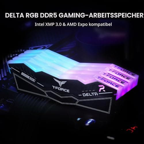 TEAMGROUP T-Force Delta RGB DDR5 32GB Kit (2x16GB) 6400MHz (PC5-51200) CL40 Desktop-Speichermodul RAM (Schwarz) für Z690 - FF3D532G6400HC40BDC01 32GB (16GBx2) - 6400MHz C40 DDR5 6400MHz 40-40-40-84 Schwarz Bild 4