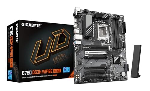 GIGABYTE B760 DS3H WIFI6E GEN5 Mainboard – Unterstützt Intel Core Prozessoren der 14. Generation, 8+2+1 Phasen Digital-VRM, bis zu 5600 MHz DDR5, 2xPCIe 4.0 M.2, Wi-Fi 6E, 1 GbE LAN, USB 3.2 Gen 2x2