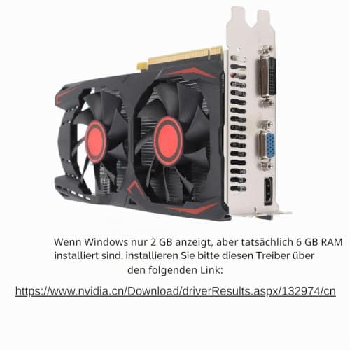 Grafikkarte GTX550TI 2GB D5 192bit PCI Express X16 2.0 mit Dual-Fan-Gaming-Grafikkarte Unterstützt DVI VGA HD Multimedia Interface (Angezeigte 2 GB/Tatsächliche 6 GB RAM) Bild 4