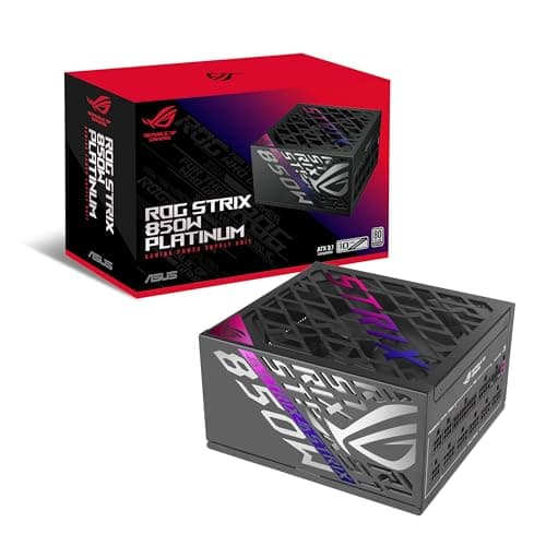 ASUS ROG Strix 850W Platinum Gaming Netzteil (Vollmodulares ATX Netzteil, GPU-First, 80 Plus Platin, Cybenetics Platinum Zertifizierung, GaN-MOSFET, ATX 3.1, PCIE 5.1, 12V-2x6 Connector)