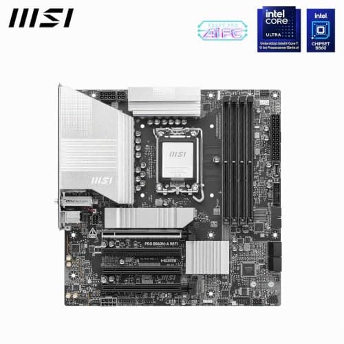 MSI PRO B860M-A WiFi Mainboard, mATX - Unterstützt Intel Core Ultra Prozessoren (Series 2), LGA 1851-12 DRPS, DDR5 Memory Boost (8600+ MT/s OC), PCIe 5.0 x16 & 4.0 x16, M.2 Gen5, Wi-Fi 7, 5G LAN Bild 4