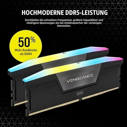 Corsair Vengeance RGB DDR5 RAM 64GB (4x16GB) 6200MHz CL32 Intel XMP iCUE Kompatibel Computer Speicher - Schwarz (CMH64GX5M4B6200C32) Bild 8