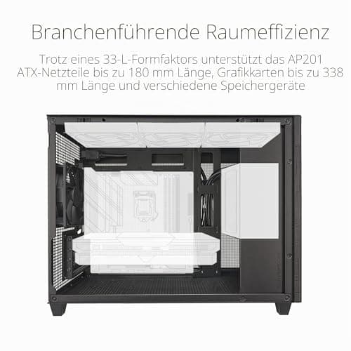 ASUS Prime AP201 MicroATX Gehäuse schwarz (33 Liter, unterstützt 280- & 360-mm-Kühler, Grafikkarten bis 338 mm Länge und Standard-ATX-Netzteile) schwarzes AP201 Prime Bild 4