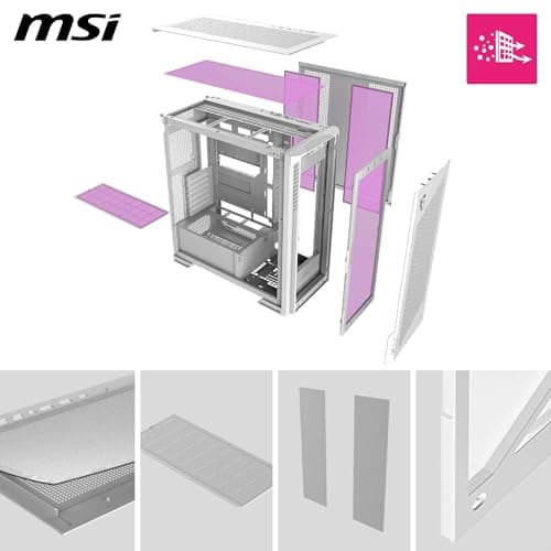 MPG Velox 300R Airflow PZ White - Mid Tower Gaming-PC-Gehäuse - 160 mm Dual-Layer-Lüfter - Unterstützt Radiatoren mit bis zu 360 mm - Einfache DIY-Funktionen - Unterstützt Back-Connect Mainboards Bild 6