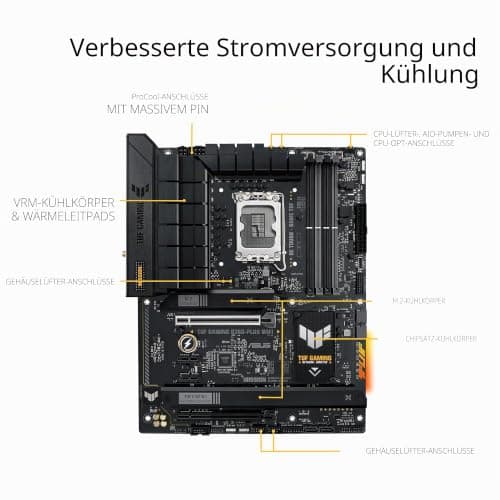 ASUS TUF GAMING B760-PLUS WIFI Motherboard ATX LGA1700-Sockel B760 Chipsatz USB 3.2 Gen 1 2 USB-C Gen2 2x2 2.5 Gigabit LAN Wi-Fi 6 Bluetooth Onboard-Grafik CPU erforderlich HD Audio 8-Kanal Bild 4