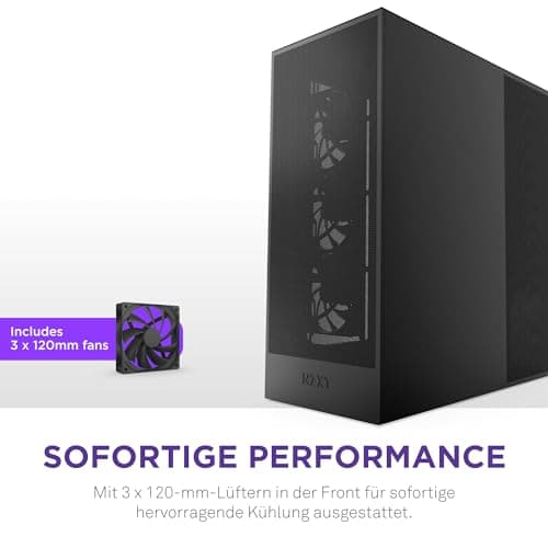 NZXT H7 Flow | Mid-Tower-ATX-Airflow-Gehäuse | Bis zu 3 x 120-mm-Lüfter im Boden zur direkten GPU-Kühlung | 3 x 120-mm-Frontlüfter | 420-mm-Kühler-Trägerplatte vorn | Schwarz Bild 6
