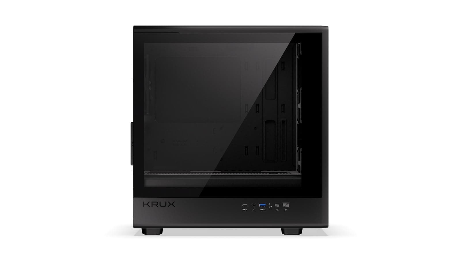 KRUX Helio, microATX Mini ITX Gehäuse, Echtholz Design, Glasfenster, 120mm PWM Lüfter, USB-C, USB 3.0, GPU bis 320mm, CPU bis 175mm, Staubfilter, Schwarz mit Holz-Front Bild 7