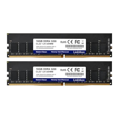 LinkMore 32GB Kit (2 x 16GB) DDR4 3200MHz LODIMM (PC4-25600) CL22 1,2V Desktop Speichermodul 32GB Kit (2 x 16GB) Desktop 3200Mhz Desktop 3200 MHz Bild 2