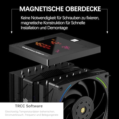 TR-Thermalright Phantom Spirit 120 Digital EVO CPU Kühler,Doppelturm mit 7 Wärmerohren,Dual PWM-Lüfter-2150U/min,Digital Display Board Top Cover,für AM5/AM4, Intel lga1851/1700/115x,Schwarz Bild 8
