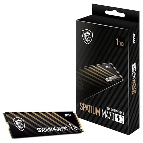 MSI SPATIUM M470 PRO SSD 1 TB – PCIe 4.0 NVMe M.2 interne Solid-State-Festplatte, 6000 MB/s Lesen & 4500 MB/s Schreiben, 3D NAND, integrierte Datensicherheit, Center – 5 Jahre Qualität (320 TBW)