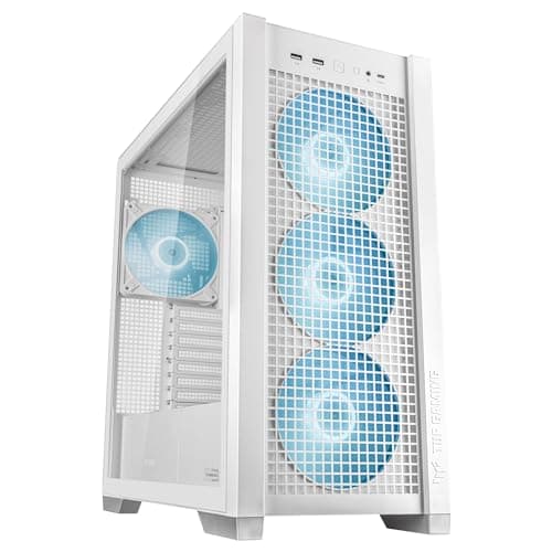ASUS TUF Gaming GT302 ARGB White Mid-Tower-ATX-Gehäuse (4X 140 x 28-mm-ARGB-Lüfter, austauschbare Seitenteile, unterstützt ATX-Mainboards mit versteckten Anschlüssen, Mesh-Frontpanel, weiß)