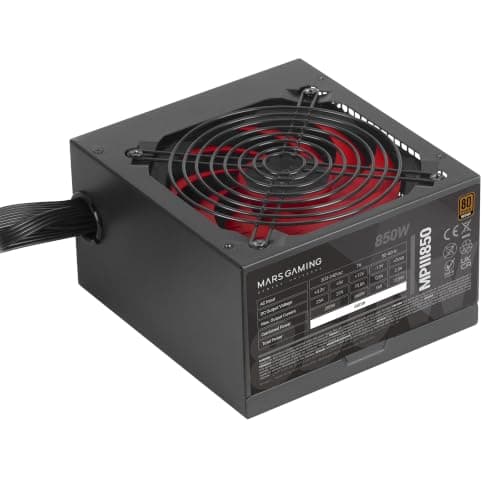 Mars Gaming MPIII850, PC-Netzteil ATX 850W, 5 Jahre Garantie, 85% Effizienz, Digitales APFC-System, 120 mm FDB-Lüfter mit AI-RPM, DC und SMD-Technologie, Extra Lange Flachkabel, Schwarz Bild 5