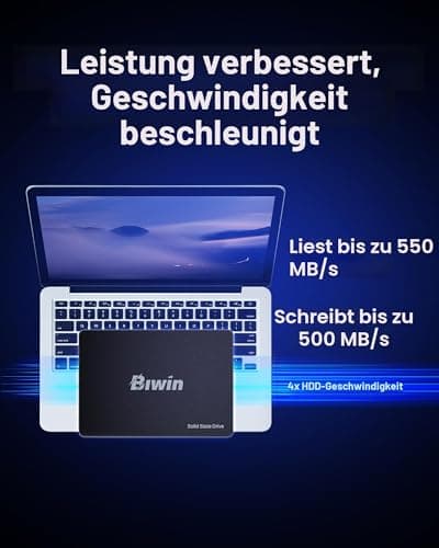 BIWIN M100 SATA 3.0 SSD 1TB - bis zu 550 MB/s Lesen - 6 Gb/s Internes Solid State Drive 2,5" für Laptop & Desktop – Schnell, Leise, Stoßfest Bild 6