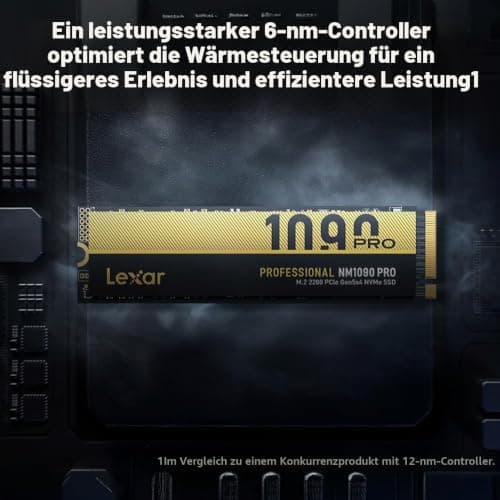 Lexar 2 TB NM1090 PRO SSD PCIe Gen5 NVMe M.2 2280 interne SSD, bis zu 14.000/13.000 MB/s Lesen/Schreiben, fortschrittliches thermisches Steuerungsdesign, DirectStorage-fähig, für Gamer und Kreatoren Bild 6