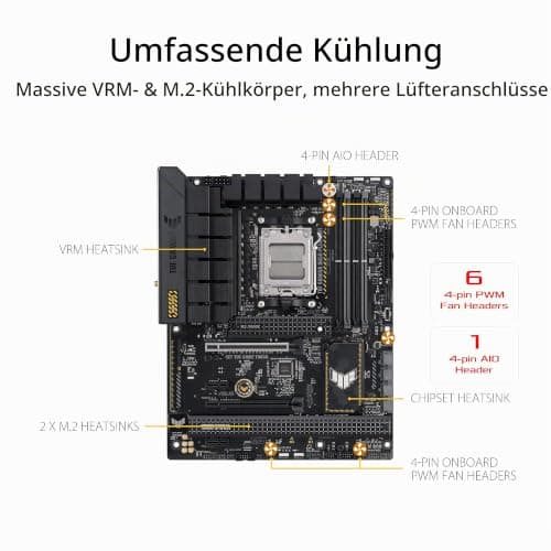 ASUS TUF Gaming B650-PLUS WiFi Socket AM5 (LGA 1718) Ryzen 7000 ATX Gaming Motherboard (14 Leistungsstufen, PCIe® 5.0 M.2 Unterstützung, DDR5 Speicher, WiFi 6, USB4® Unterstützung und A. ura Sync) Bild 6