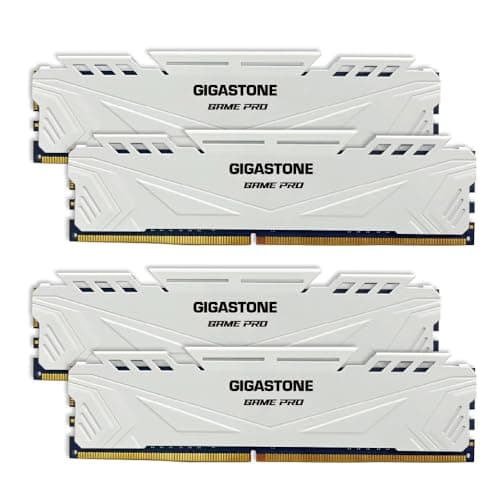 【DDR5 RAM】GIGASTONE Game PRO 64GB Kit (4x16GB) DDR5 6000MHz PC5-48000 CL40-40-40-76 XMP 3.0 AMD Expo 1.3v UDIMM 288 Pin Unbuffered Non ECC High Performance Gaming Desktop Memory - Weiß