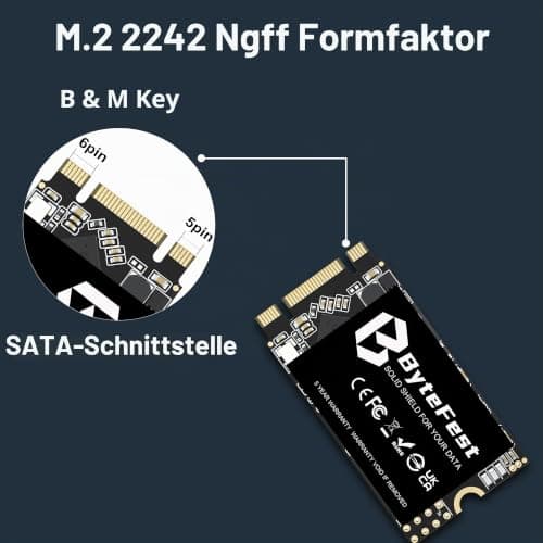 SSD 1TB M.2 2242 NGFF SATA III Interne SSD Festplatte für Schnelle Datenübertragung, Lesen bis zu 550MB/s, B+M Key (22x42mm) 1TB M.2 2242 NGFF SSD Bild 8
