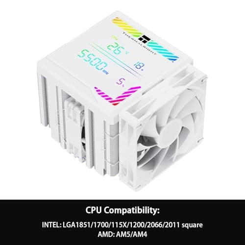 Thermalright Peerless Assassin 140 Digitaler weißer CPU-Kühler, Doppeltürme und Doppelventilator-Kühlung, CPU-Luftkühler, ARGB Digitalbildschirm, obere Abdeckung, für AM4/AM5, Intel LGA1851/1700/115X Bild 6