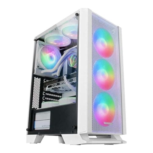 Mars Gaming MC-C Weiß, ATX PC Gehäuse, Metall-Mesh Frontplatte, Gehärtetes Glas, 3 Frontlüfter FRGB 120mm Bild 4