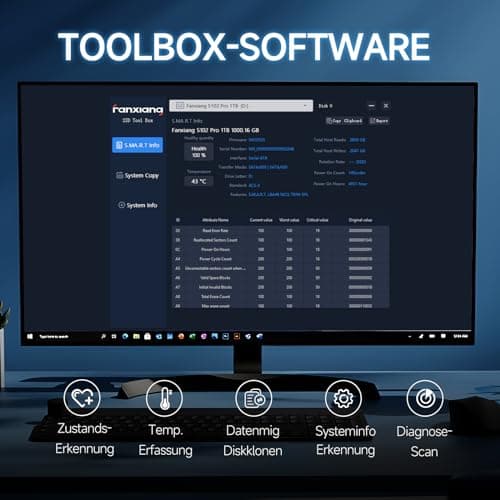 fanxiang S101 1TB SATA III 2,5-Zoll SSD Interne Festplatte, 550MB/s Lesen, 500MB/s Schreiben, SLC-Cache & 3D TLC NAND, für Laptops, Desktop-PCs und Spielkonsolen, Schwarz 1 TB S101 Bild 7