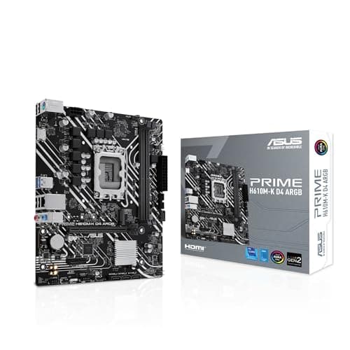 ASUS Prime H610M-K D4 ARGB Gaming Mainboard Sockel Intel LGA 1700 (Micro-ATX, DDR4, PCIe 4.0, M.2, HDMI, SATA 6 Gbit/s, AI Noise Cancelation, Aura Sync)