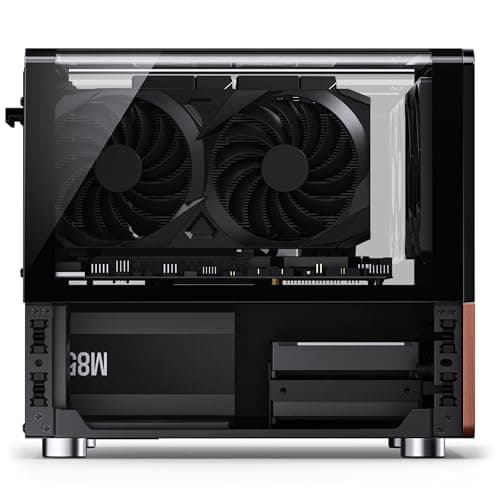 Jonsbo V12 PC-Gehäuse Mini-Tower Micro-ATX mit Tempered Glass, Holzfront und vorinstallierten Lüftern – schwarz Bild 6