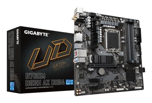 GIGABYTE B760M DS3H AX DDR4 Motherboard - Unterstützt Intel Core 14. Generation CPUs, 6+2+1 Phasen Digital VRM, bis zu 5333MHz DDR4 (OC), 2xPCIe 4.0 M.2, Wi-Fi 6E, 2.5GbE LAN, USB 3.2 Gen2 Bild 3